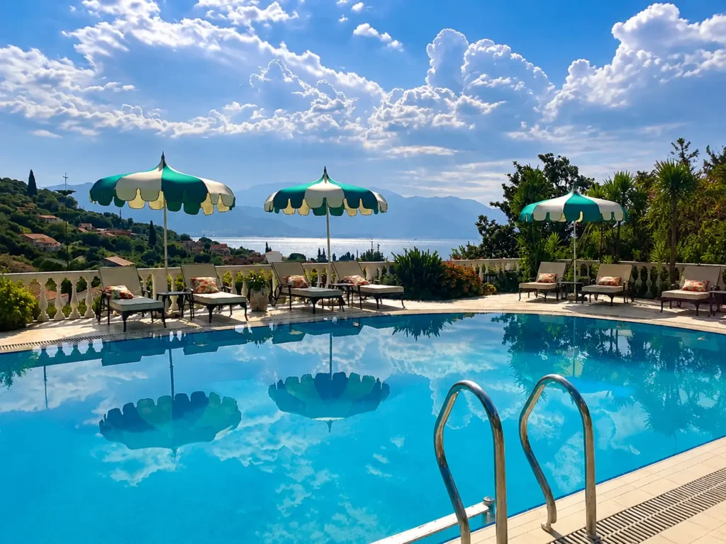 Bazen sa pogledom na more u Monte Aria apartmanima u Herceg Novom